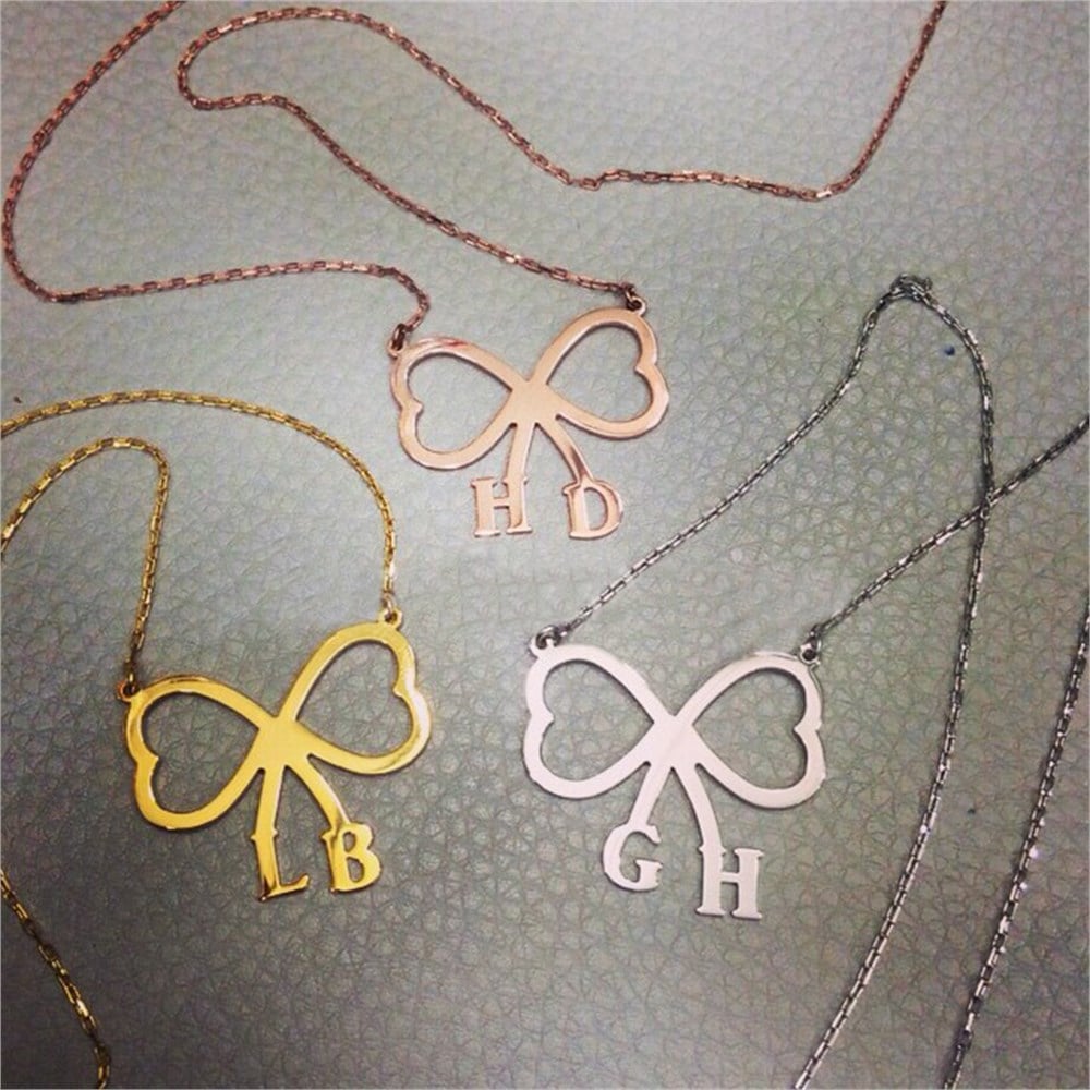 GÜMÜŞ ÖZEL TASARIM HARFLİ PAPYON KOLYE