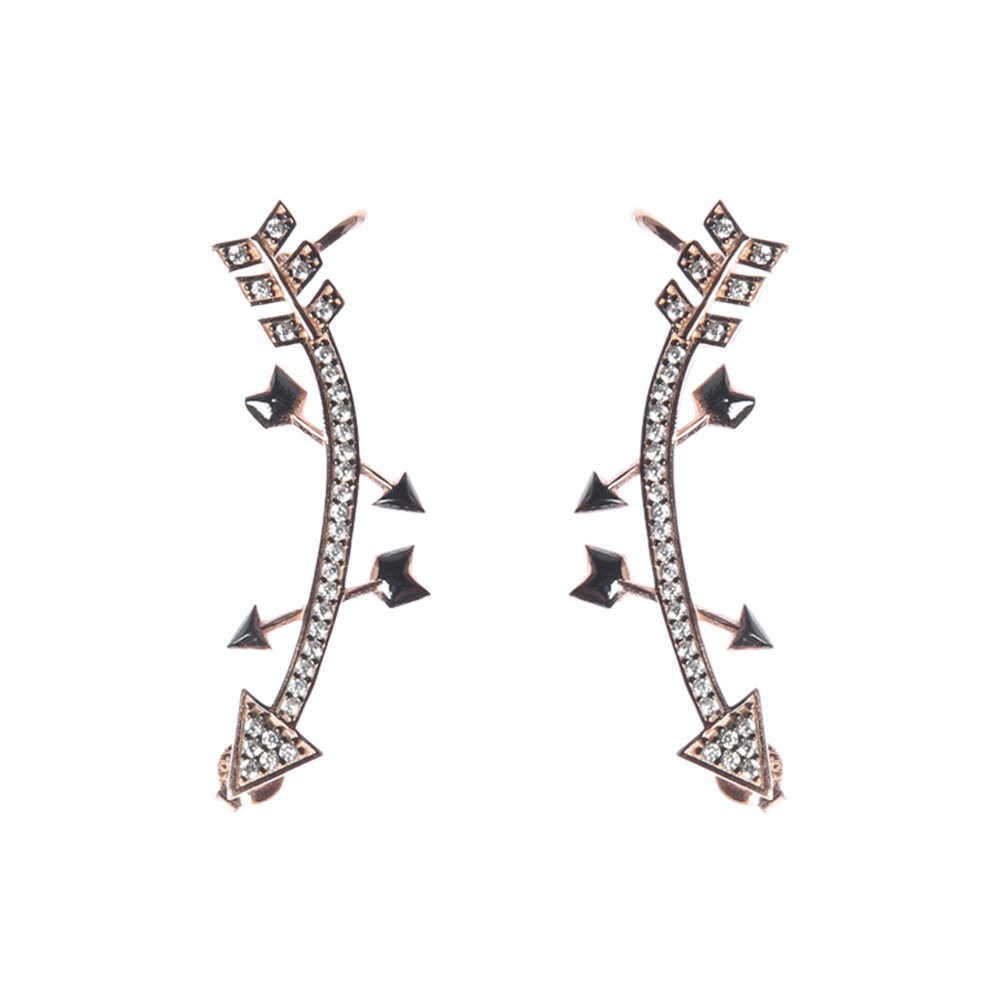 GÜMÜŞ ROSE TAŞLI OK MODEL KÜPE