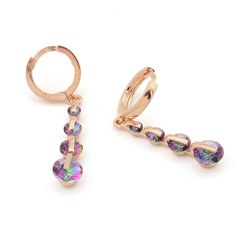 GÜMÜŞ SIRALI RENKLİ TAŞLI KÜPE