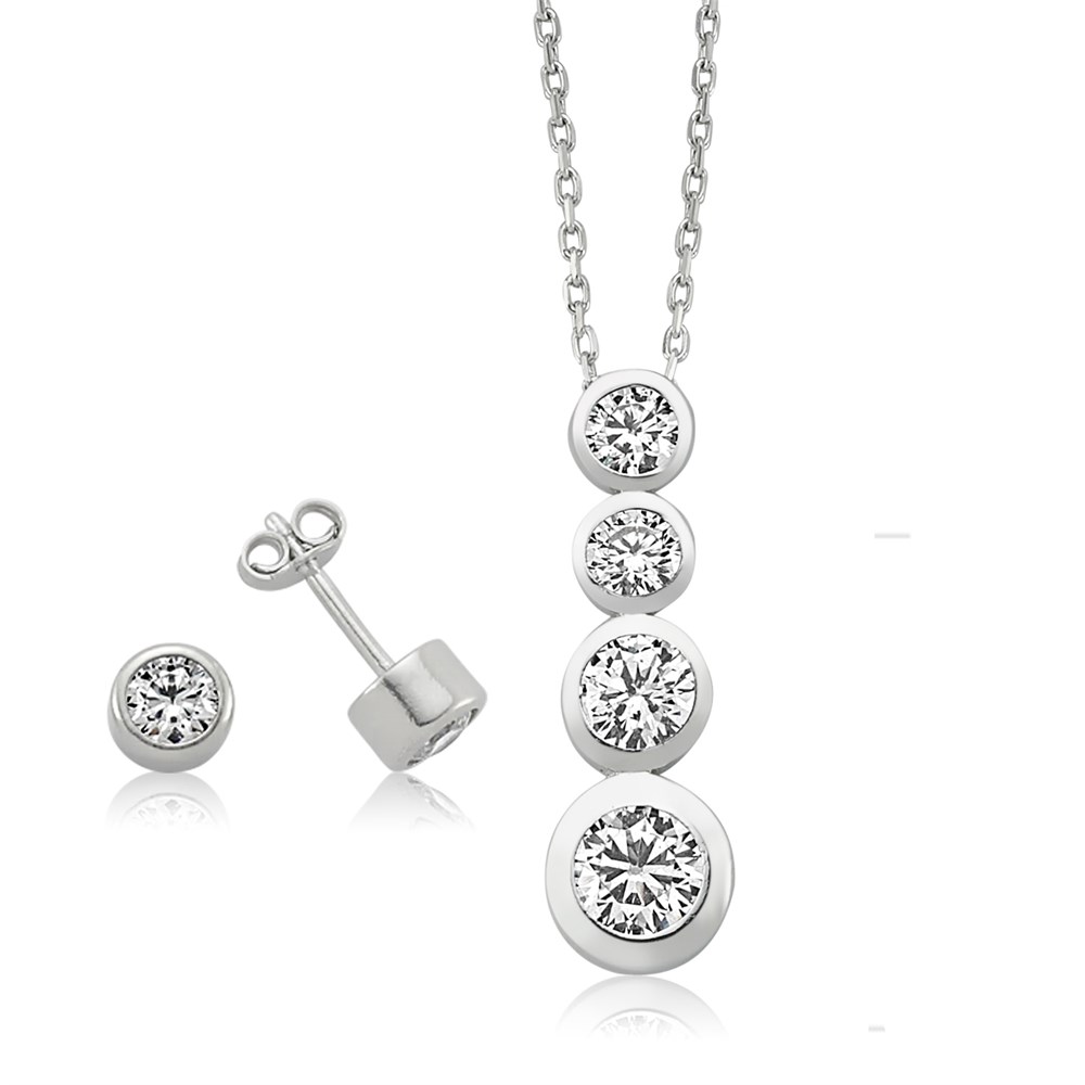GÜMÜŞ SIRALI TAŞLI SET