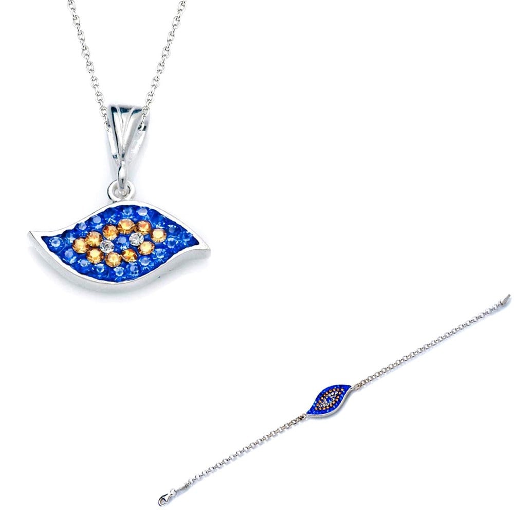 GÜMÜŞ SWAROVSKI NAZAR SET