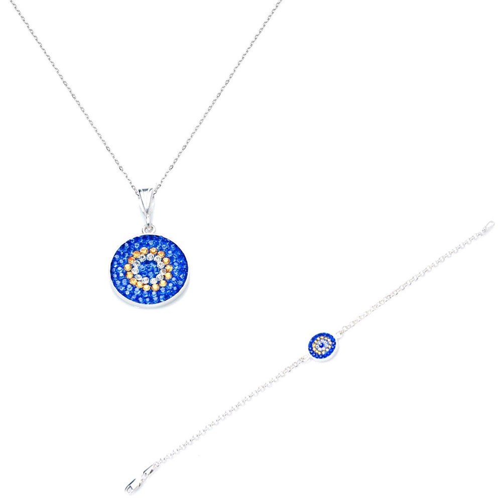 GÜMÜŞ SWAROVSKI NAZARLIKLI SET