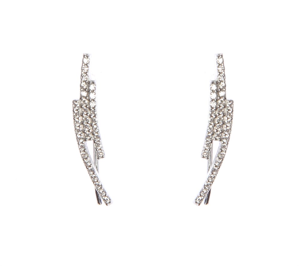 GÜMÜŞ TAŞLI ÜÇ ŞERİT MODEL KÜPE