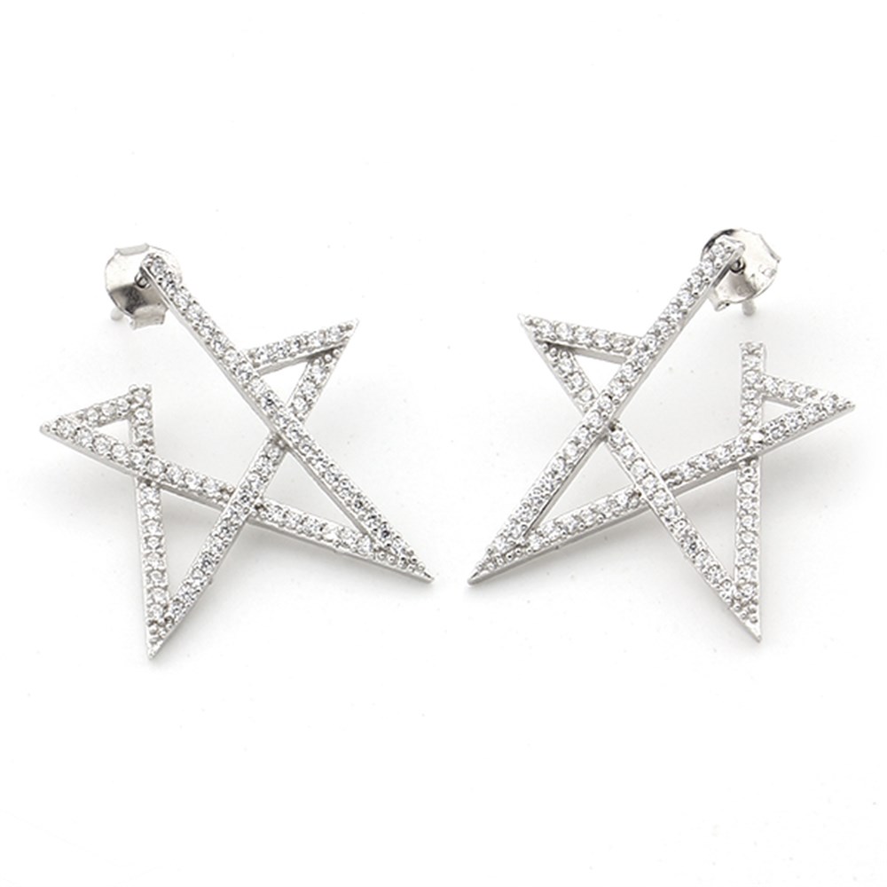 GÜMÜŞ TAŞLI YILDIZ KÜPE