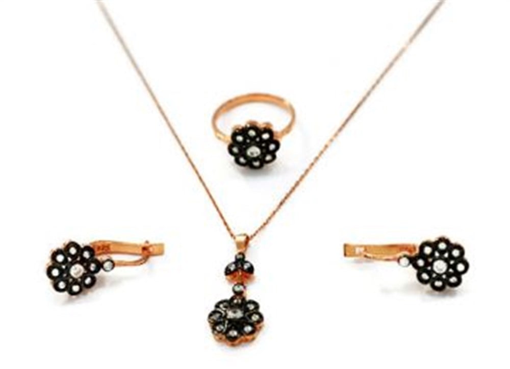 GÜMÜŞ TEK TAŞ ÇİÇEK MODEL SET