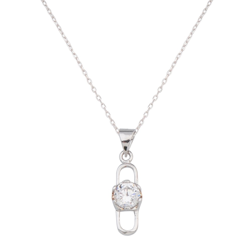 GÜMÜŞ TEK TAŞ SADE MODEL KOLYE