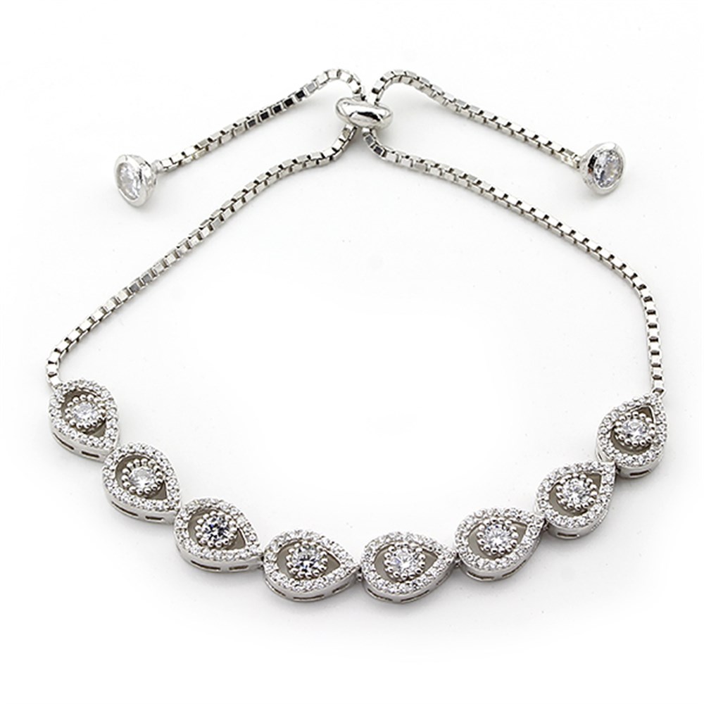 GÜMÜŞ ASANSÖRLÜ MODEL BEYAZ TAŞLI BİLEKLİK