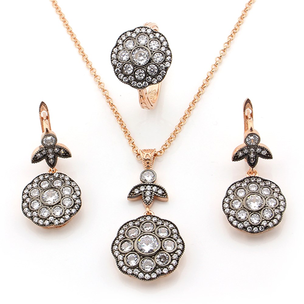 GÜMÜŞ ÇİÇEK TASARIM ZARİF SET