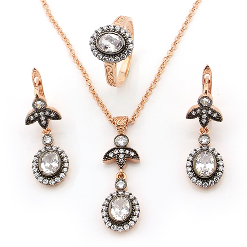 GÜMÜŞ ÇİÇEKLİ MODEL ZARİF SET