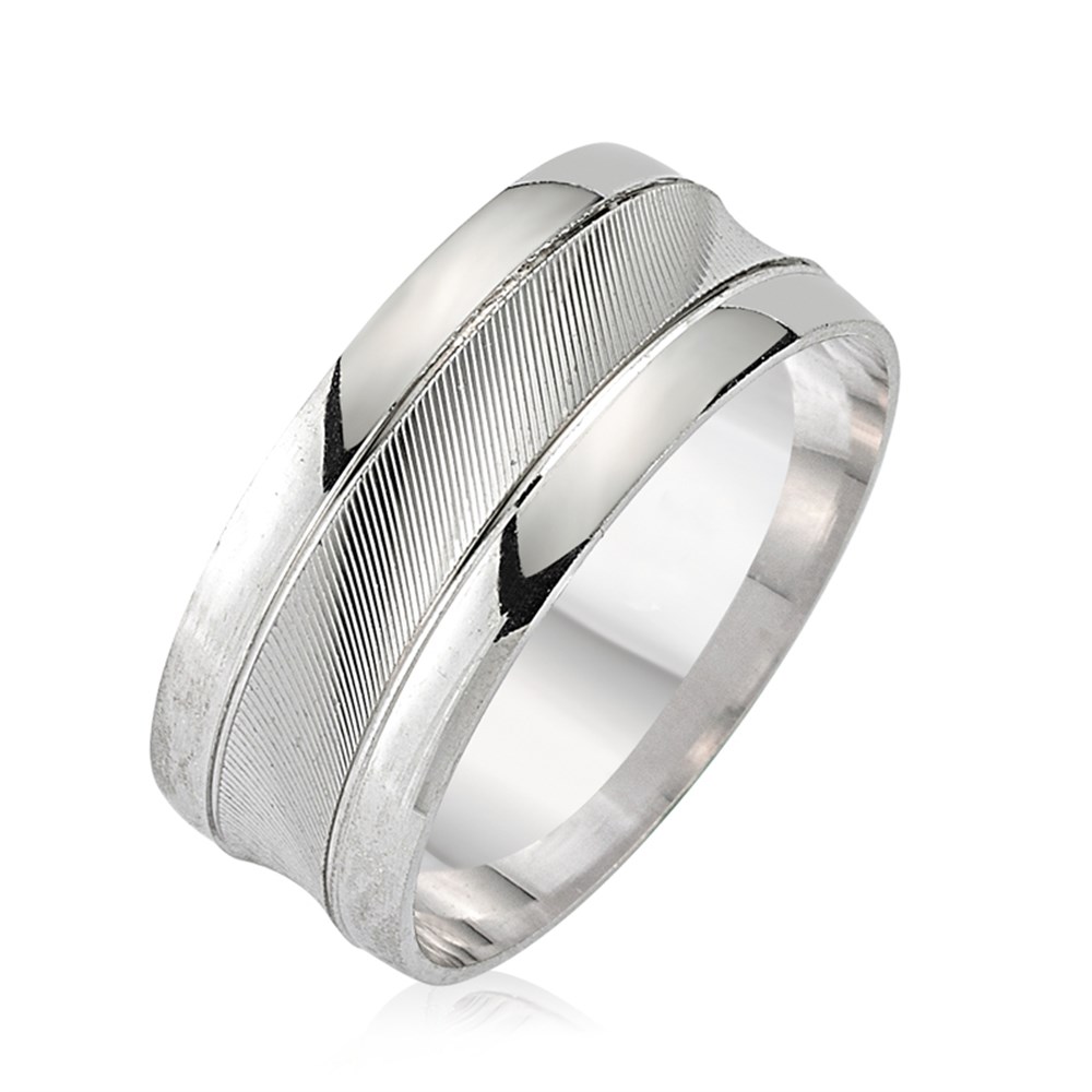 GÜMÜŞ ÇİZGİLİ SADE ALYANS