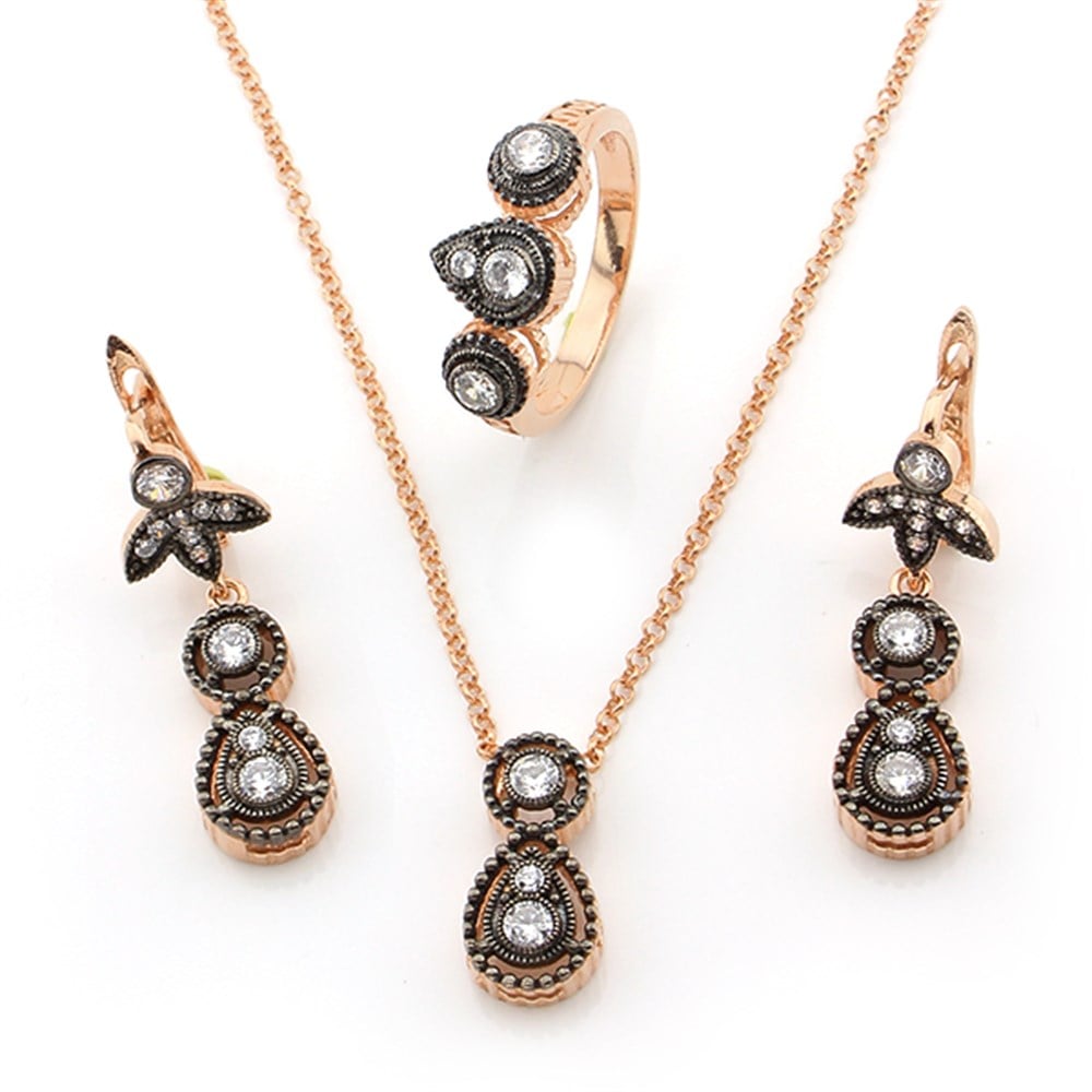 GÜMÜŞ DAMLA TASARIM ZARİF SET
