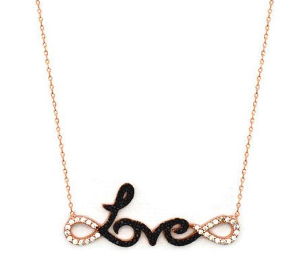 GÜMÜŞ LOVE YAZILI SONSUZLUK MODEL KOLYE