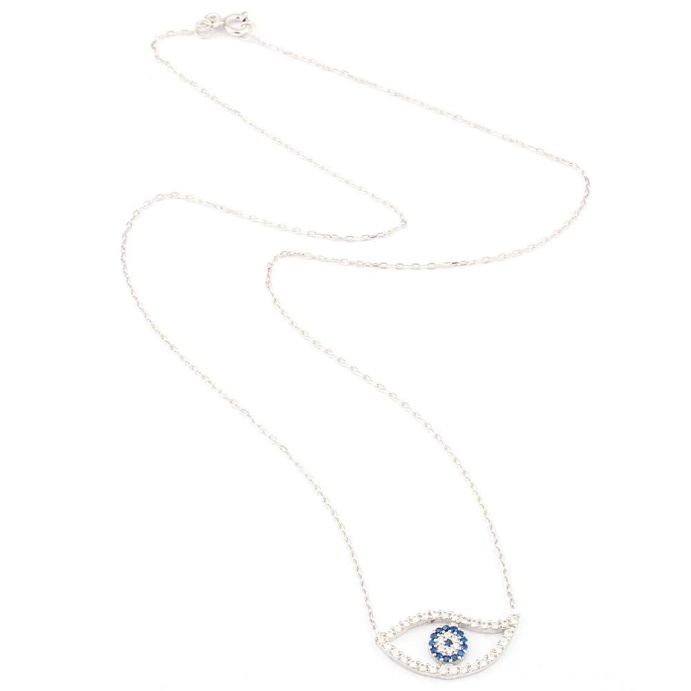 GÜMÜŞ NAZARLIKLI GÖZ KOLYESİ