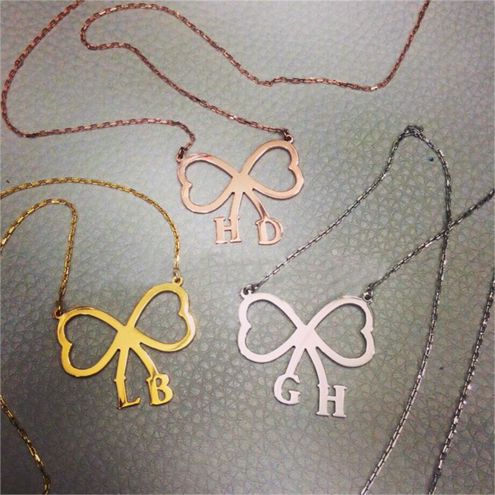 GÜMÜŞ ÖZEL TASARIM HARFLİ PAPYON KOLYE