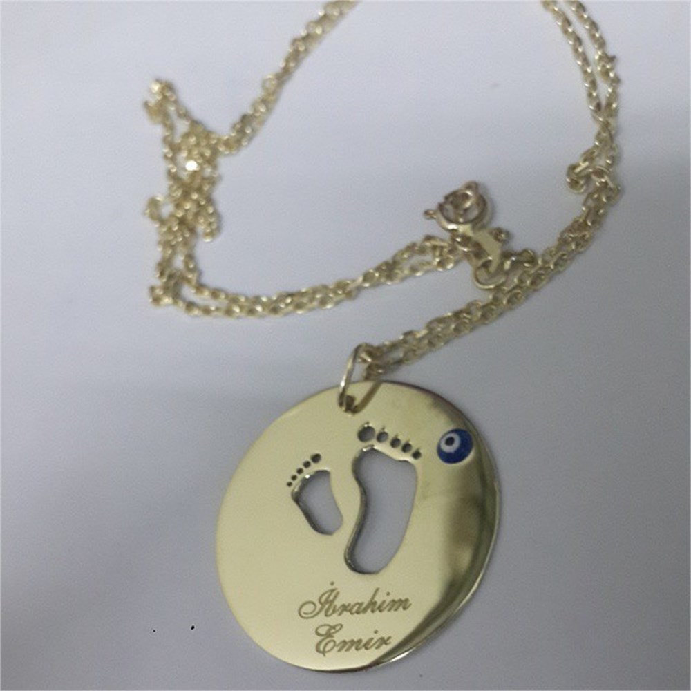 GÜMÜŞ ÖZEL TASARIM İSİMLİ AYAK İZİ KOLYE