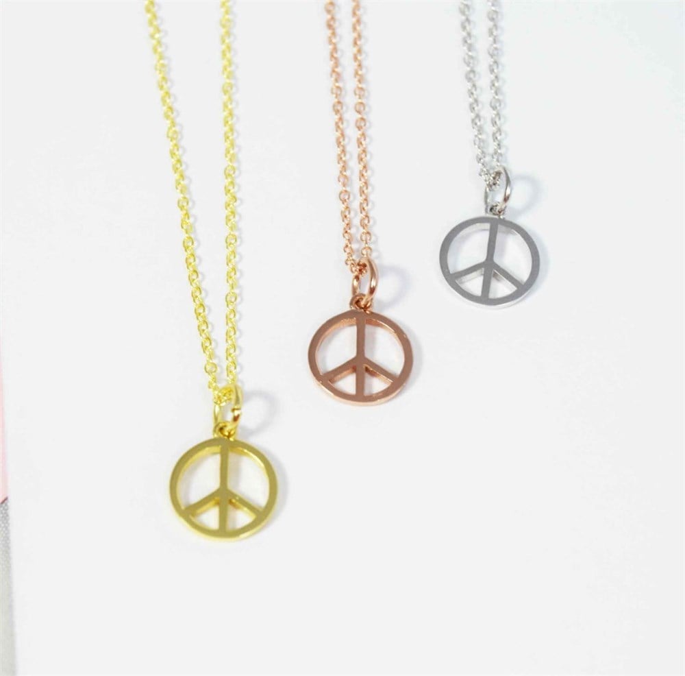 GÜMÜŞ ÖZEL TASARIM PEACE BARIŞ KOLYESİ