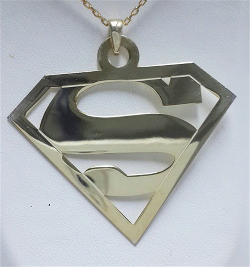 GÜMÜŞ ÖZEL TASARIM SUPERMAN KOLYESİ