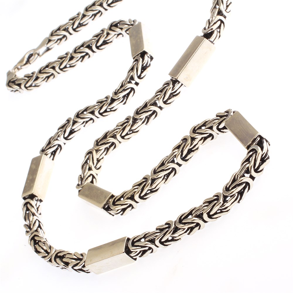 GÜMÜŞ PARÇALI KARE KRAL ZİNCİR