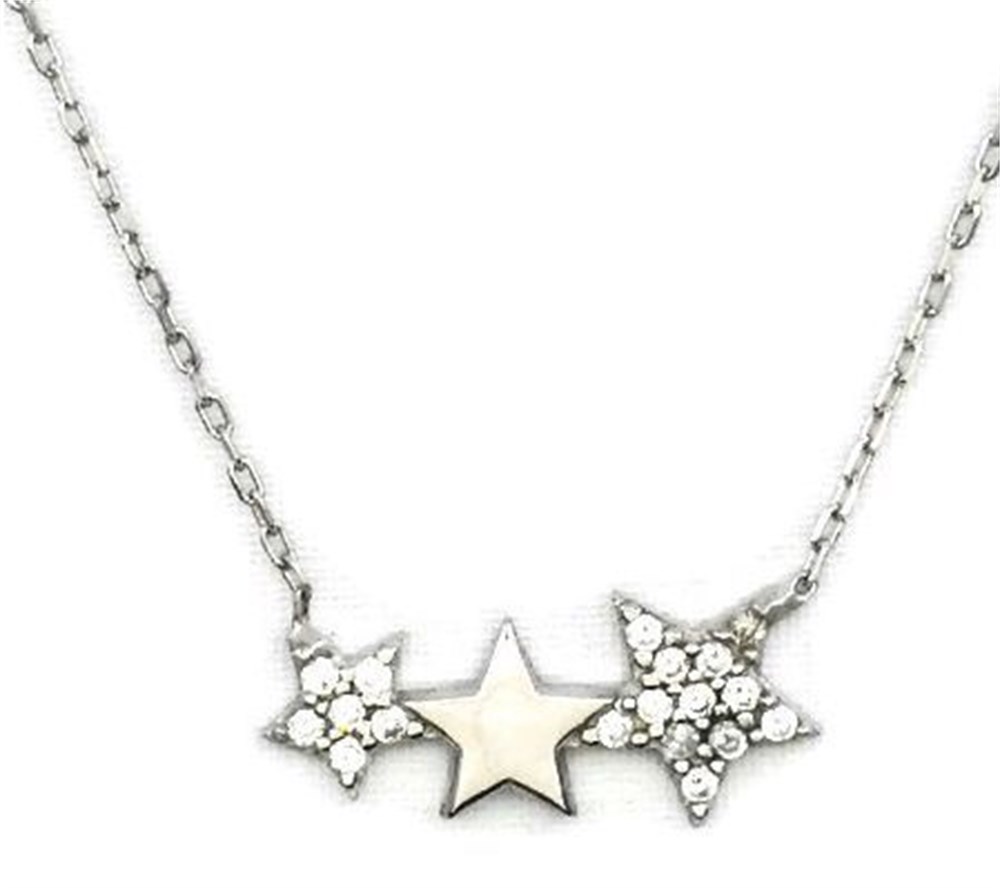 GÜMÜŞ ÜÇLÜ YILDIZ KOLYESİ