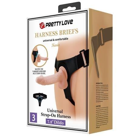 19 cm Belden Bağlamalı İçi Dolu Strapon Penis - Kevin