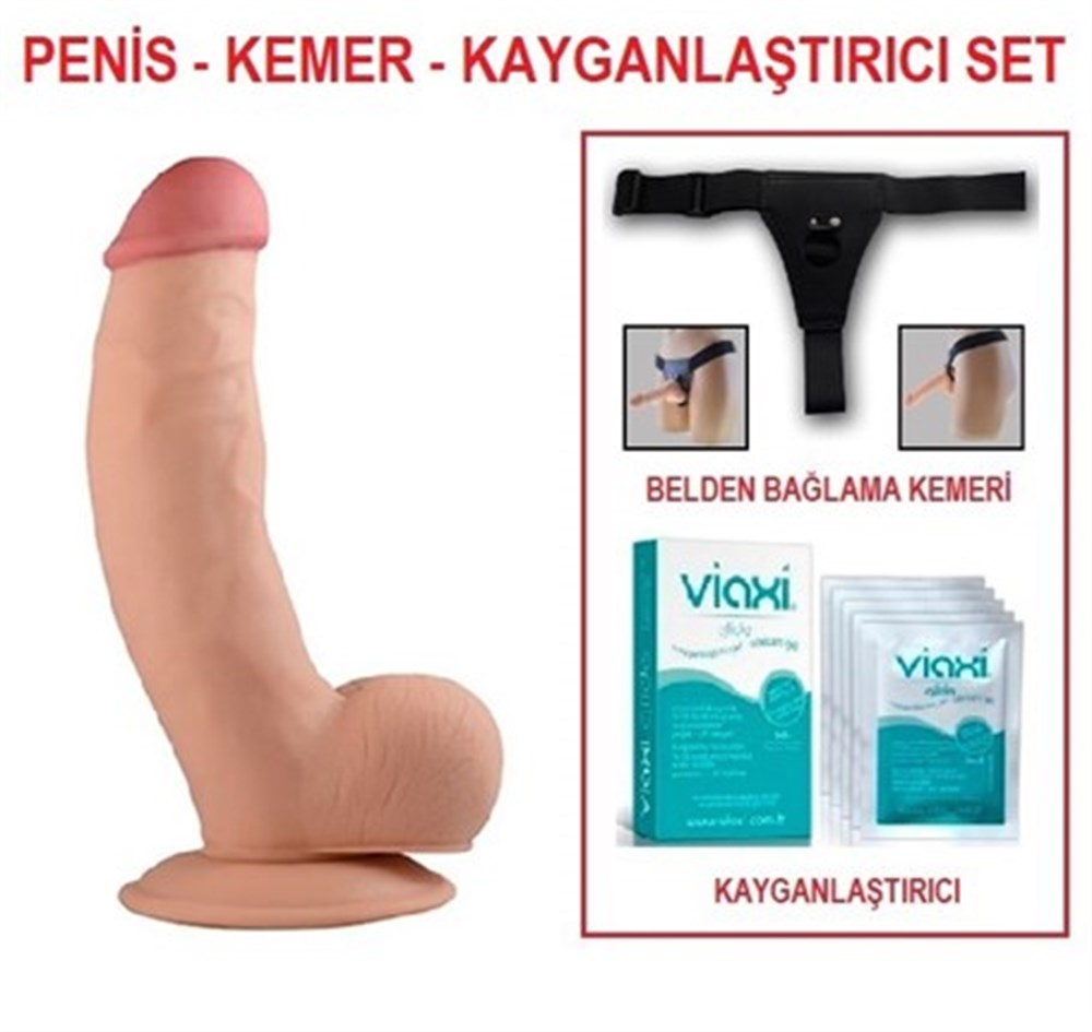 Belden Bağlamalı 20cm Realistik Penis Seti