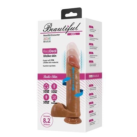 21 cm İleri Geri & Rotasyon Hareketli Titreşimli  Gerçekçi Vantuzlu Melez Penis - Abel