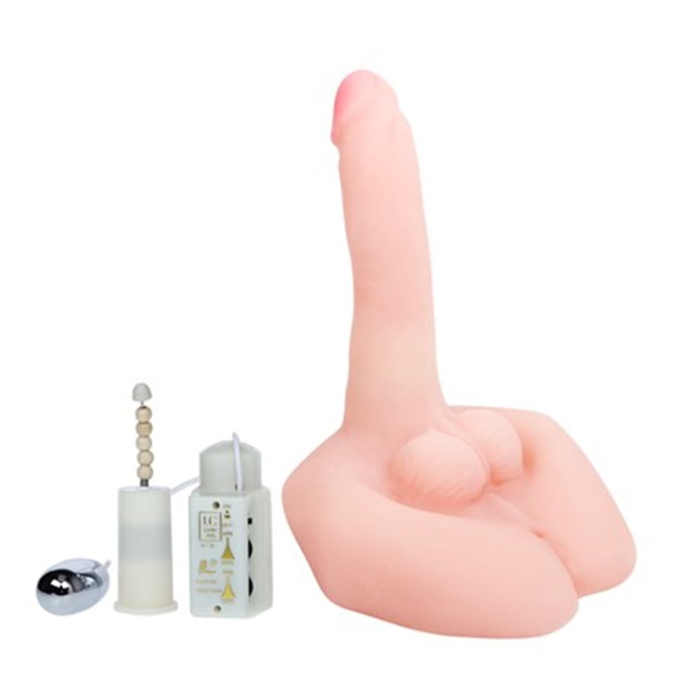 Oynar Başlı 21cm Titreşimli Sesli Çift Girişli Realistik Vibratör Anüs Masturbatör Penis