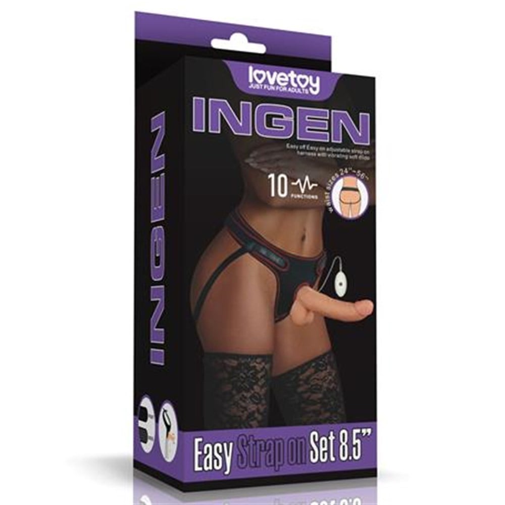 Belden Bağlamalı 21,5cm İçi Dolu Titreşimli Strapon Penis