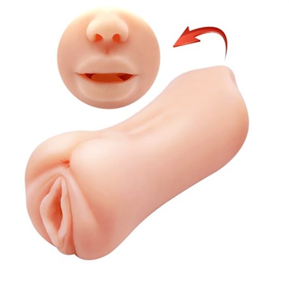 Gemini Realistik 3 Boyutlu 19cm Çift Taraflı Suni Oral ve Vajinal Mastürbatör