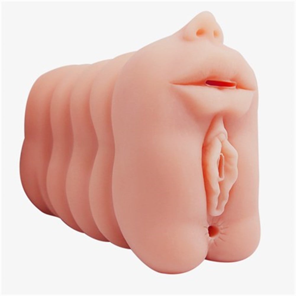 Realistik 3 İşlevli 3D Suni Oral Vajinal Anal Mastürbatör