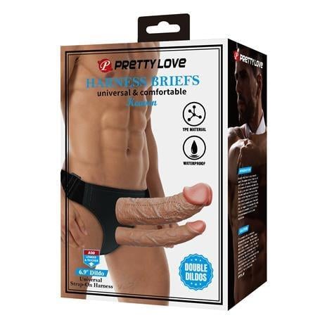 4 cm Dolgulu Realistik İçi Boş Çatal Protez Strapon Dildo - Keaven