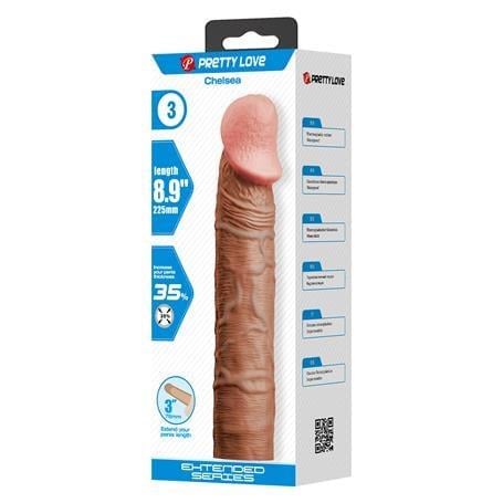 7,6 cm Dolgulu Premium Melez Rengi Silikon Penis Kılıfı - Chelsea