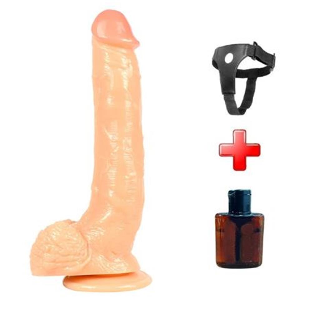 Belden Bağlamalı 25cm Realistik Vantuzlu Penis Seti