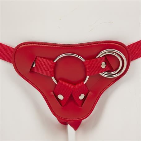 Protez Penis Metal 3 Halkalı Kırmızı Deri Kemer