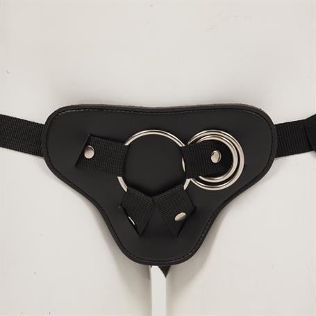 Protez Penis Metal 3 Halkalı Siyah Deri Kemer