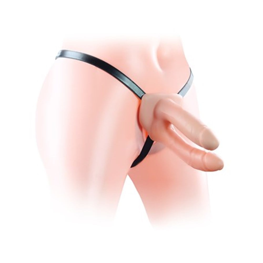Belden Bağlamalı 12,5cm İçi Boş İkili Çatal Strapon Penis