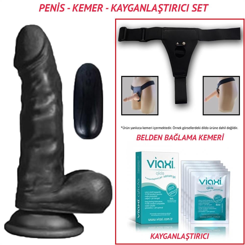 Belden Bağlamalı 17cm Titreşimli Gerçekçi Silikon Zenci Penis Seti
