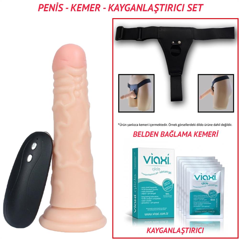 Glenn Belden Bağlamalı 16,5cm Realistik Testissiz Titreşimli Dildo Penis Seti