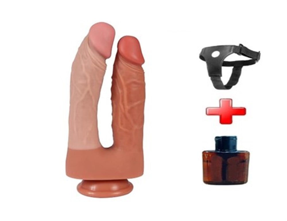 İki Uçlu Vantuzlu Yeni Nesil Realistik Çatal Dildo Penis