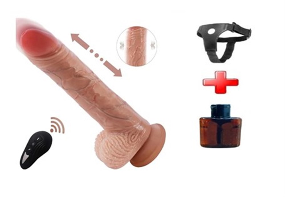 USB Manyetik Şarjlı 20 cm İleri Geri Hareketli Titreşimli Dildo