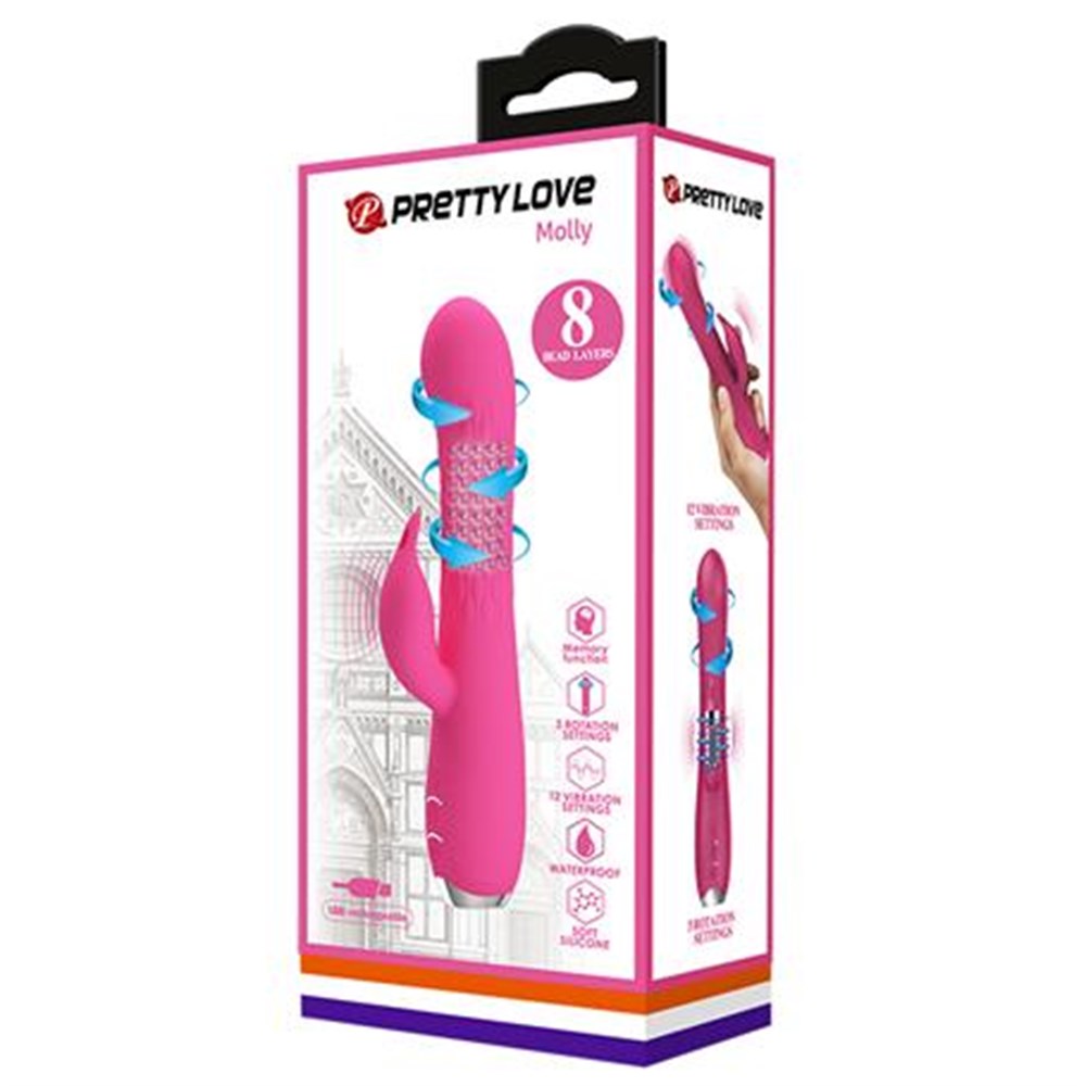 USB Şarjlı 12 Titreşim ve 3 Rotasyon Fonksiyonlu Pembe Teknolojik Modern G-Spot Vajinal Vibratör
