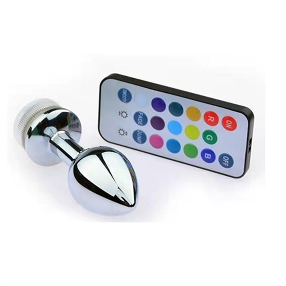 Uzaktan Kumandalı 11cm Led Işıklı Büyük Boy Çelik Anal Plug
