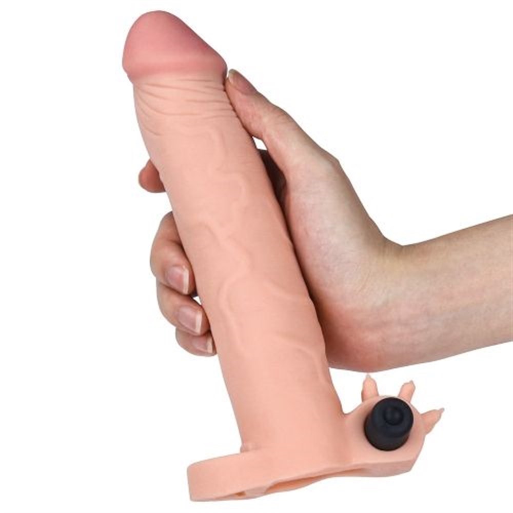 X-Tender 19,5cm Realistik 6,5cm Dolgulu Titreşimli Uzatmalı Penis Kılıfı