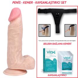 Belden Bağlamalı 17cm Realistik Dildo Penis Seti