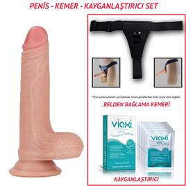 Belden Bağlamalı 18cm Nature Yeni Nesil Realistik Penis Seti