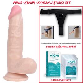 Belden Bağlamalı 20,5cm Realistik Penis Seti