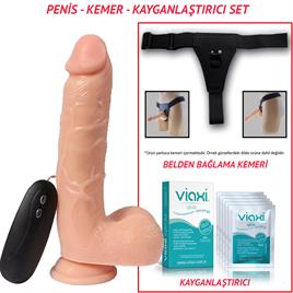 Belden Bağlamalı 21cm İçi Dolu 10 Fonksiyonlu Titreşimli Et Dokusu Süper Realistik Penis Vibratör