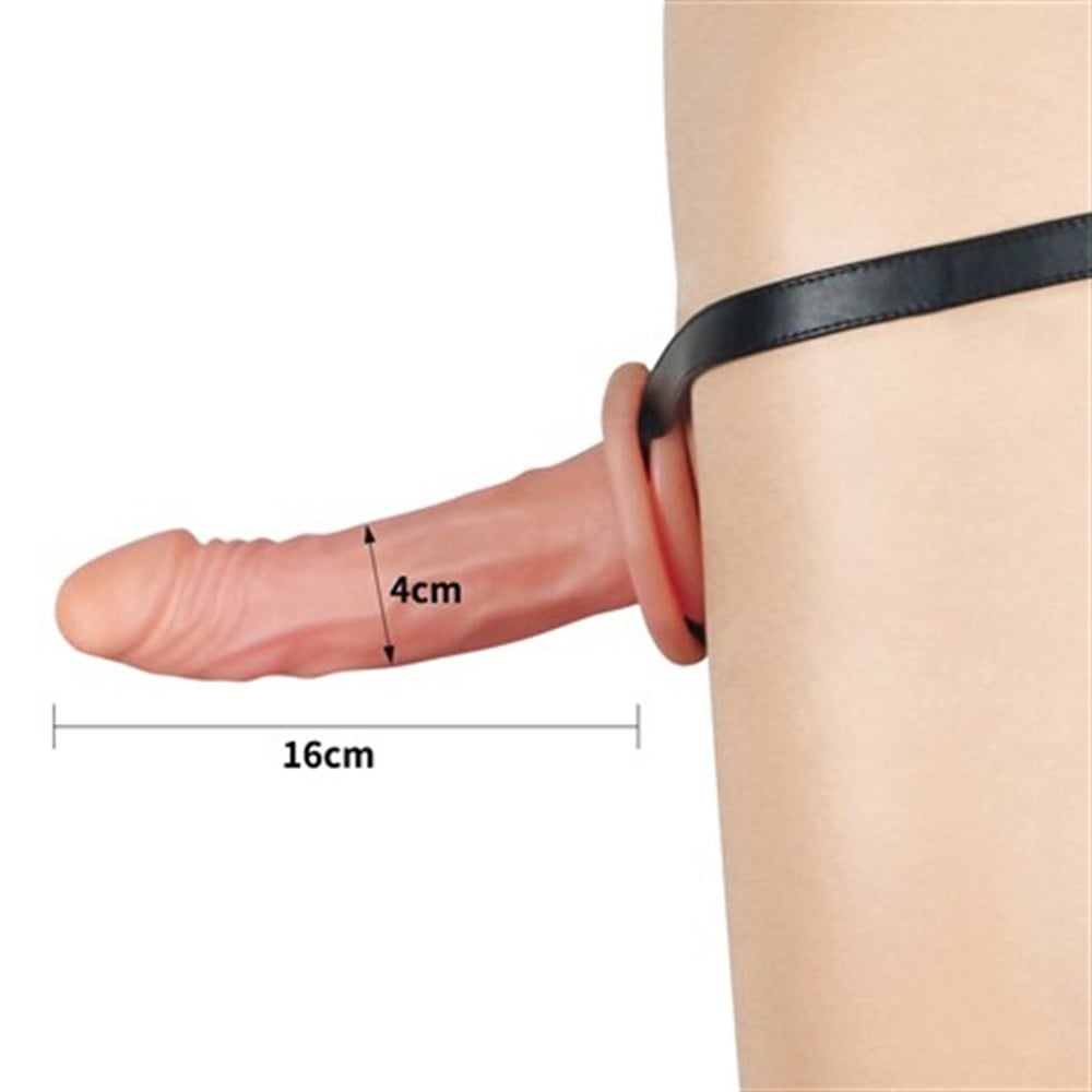 16 cm İçi Boş Belden Bağlamalı Realistik Testissiz Penis Strapon