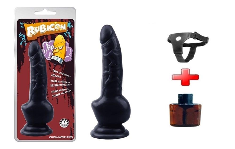 18 cm Belden Bağlamalı Gerçekçi Zenci Dildo Penis