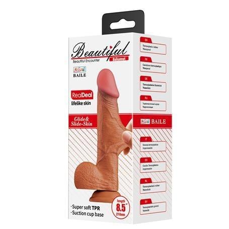 21,8 cm Et Dokulu Gerçekçi Çift Katmanlı Silikon Melez Penis